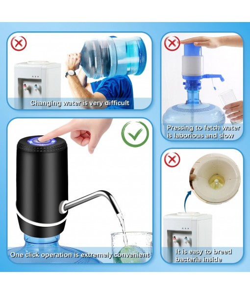 5 Gallon Water Dispenser,Electric Water Bottle Pump with Switch and USB Charging